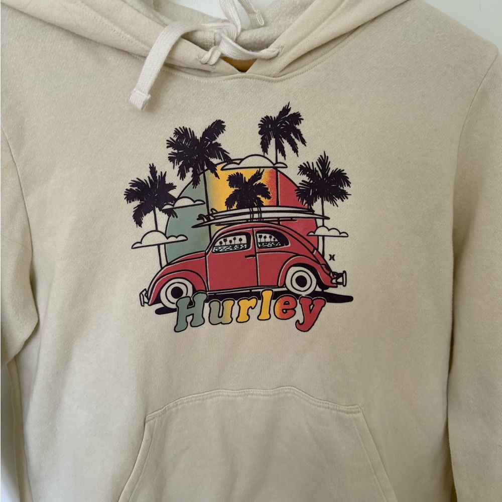Hurley Cream Hoodie with Colorful Volkswagen Car Design